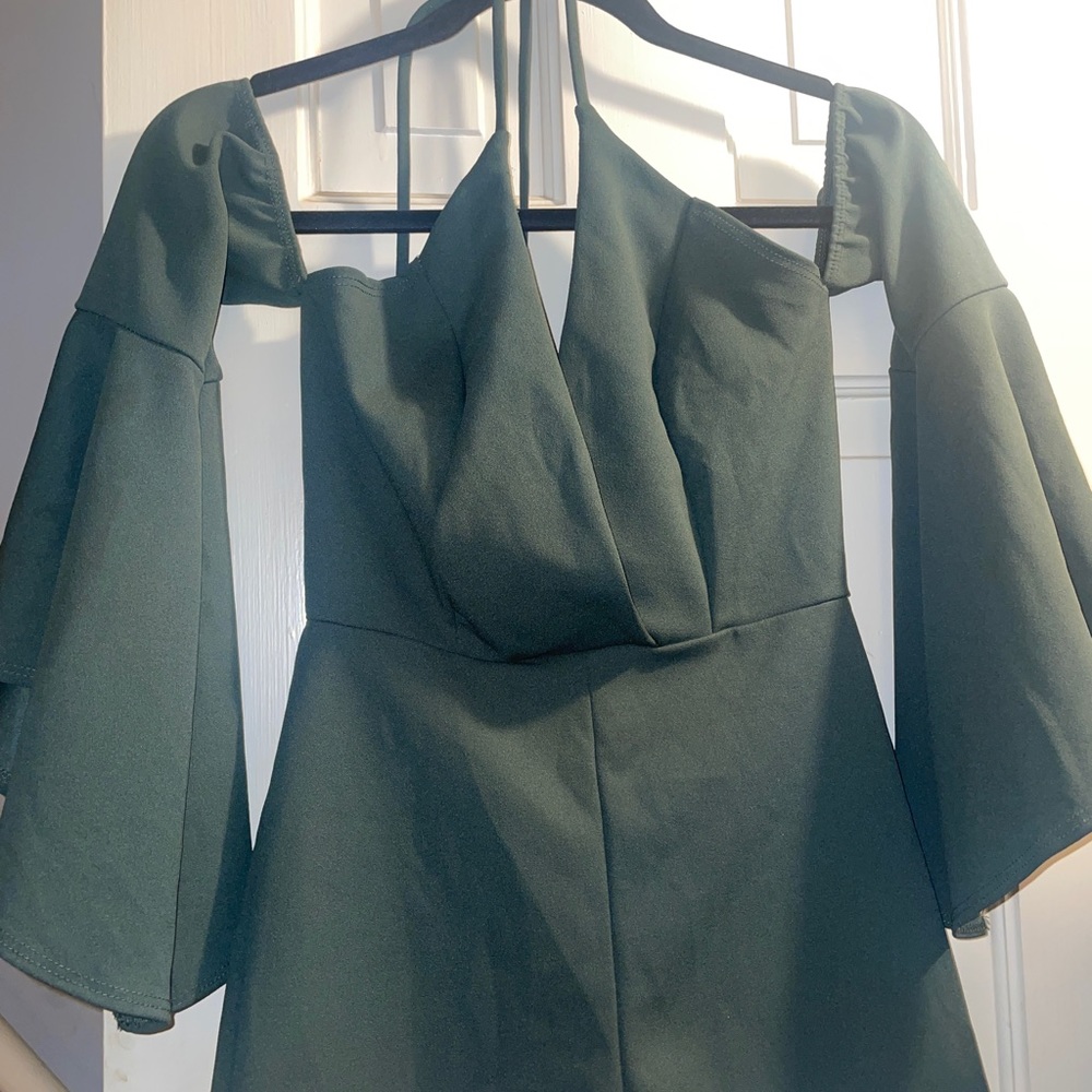 Akira Hunter green off the shoulder romper Sz small